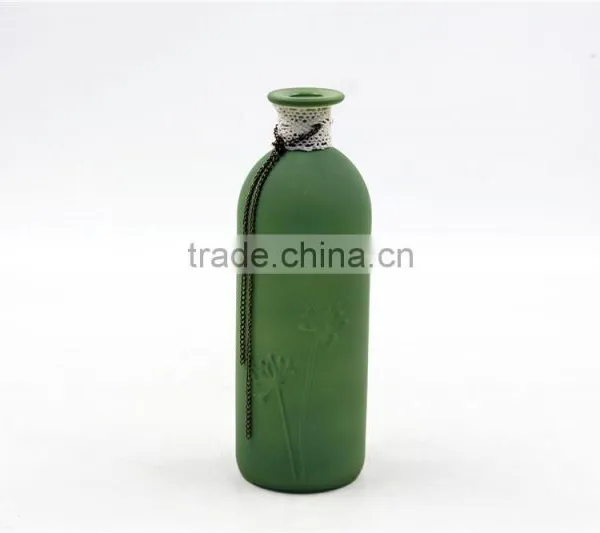 Green Color Thin Tall Glass Vase photo-2