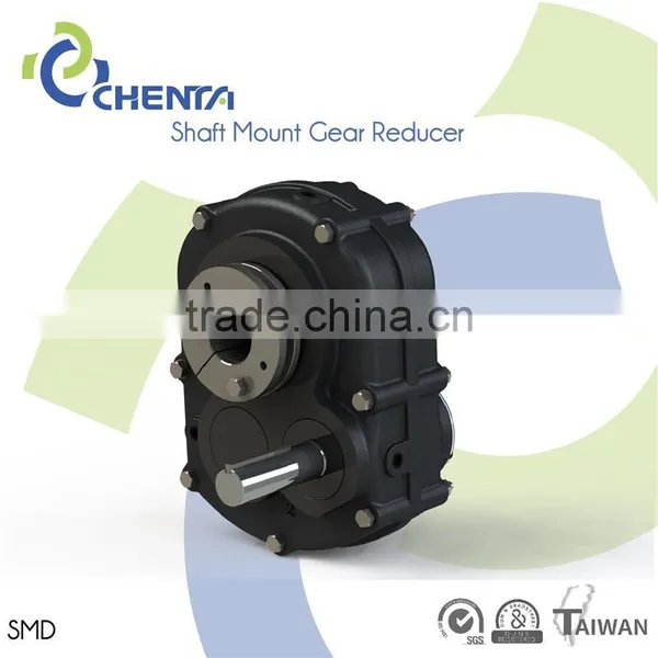 SMD shaft mounted speed reducer helical gear geometry 16:1 ratio gearbox