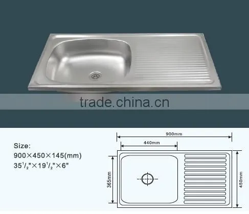 90*45CM Layon Stainless Steel Kitchen Sink With Drainboard photo-2
