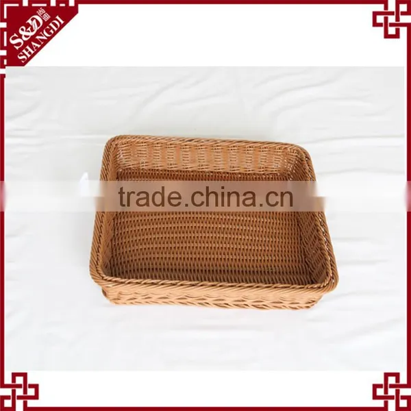 Hand Woven Customized Food Storage Square Shape Plastic Poly Rattan Basket for Fruit photo-5