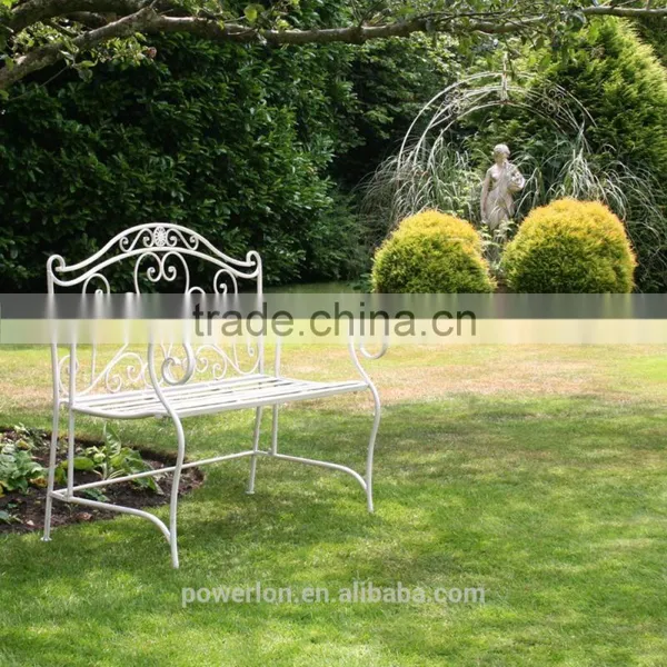Garden Heart-Shaped 2 Seater Wrought Iron Bench White and Black photo-4