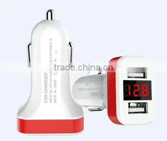 5V 1A 2.1A Dual Usb Car Charger With Led Digital Indicate photo-5