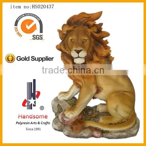 17.5 Inch Resin Craft Decoration Large Lively Animal Lion Statues For Sale photo-3