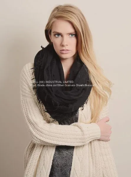 Soft Solid Color Cable Circle Infinity Loop Scarf Wholesale photo-4