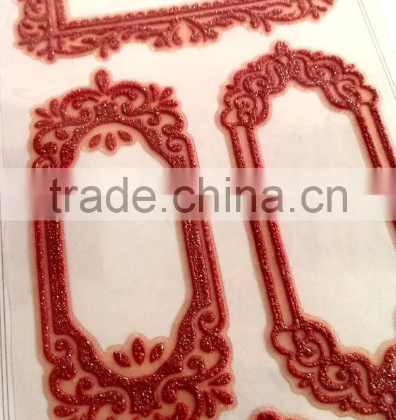 Red Colorway, Classic Glitter Lace Foam Sticker, Elegant Decorative Shinny Glitter Sticker photo-4