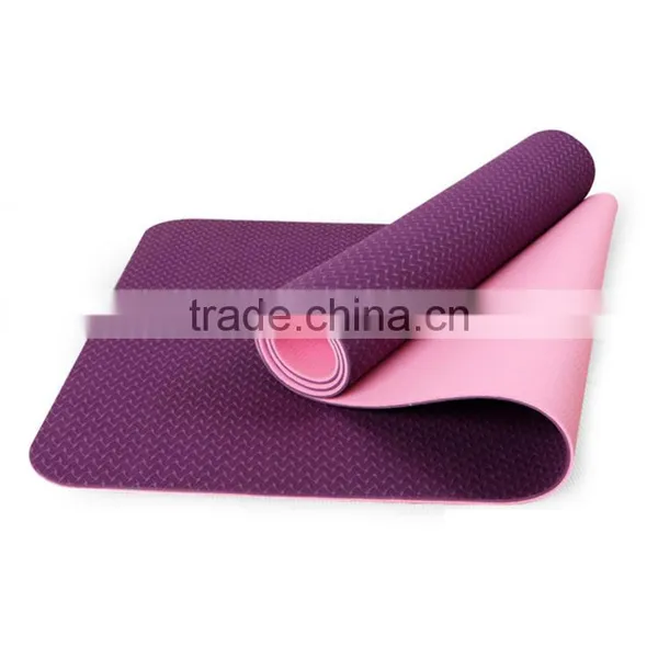 Wholesale ECO Double Color Double Layer Anti-slip TPE Yoga Mat For Fitness photo-2
