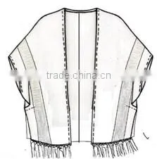 100%RAYON TOP WITH KNOT CUT FRINGE & CLUNY LACE photo-3