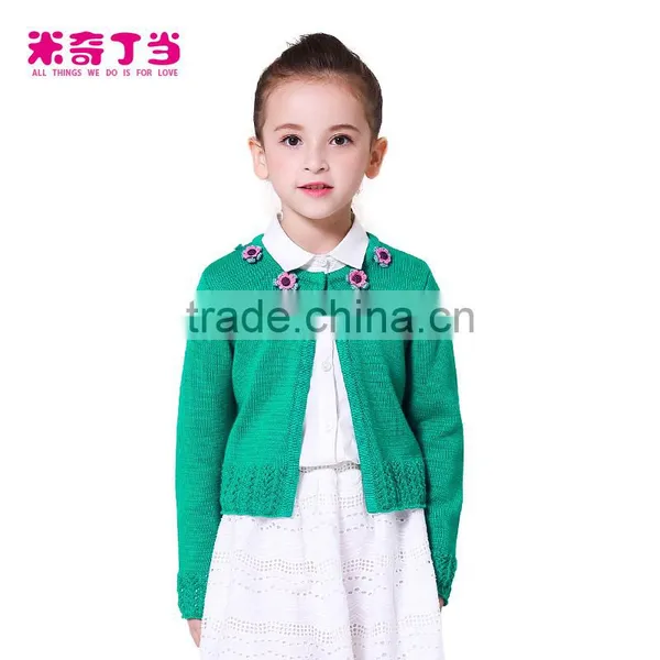 Girl Fancy Crocheted Cardigan Sweater Hand Knit Sweater Designs for Kids Children's Clothing photo-3