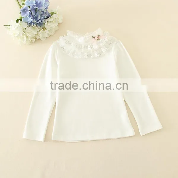 Child One Piece Undershirts Long Sleeves Top for Girls Baby Pink and White Long Sleeves T-shirts for Autumn photo-4