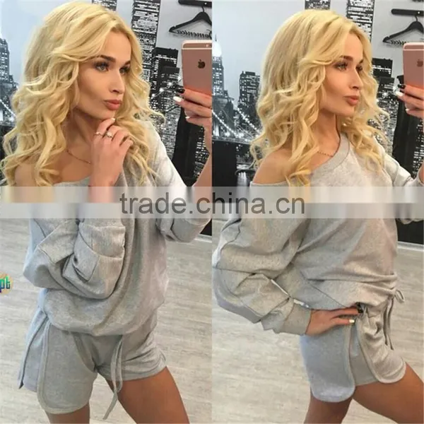 2016 Spring Summer Sets Women Fashion Sport Wear Sets Loose Casual Wide Neck Long Sleeve Sport Wear Suits photo-2