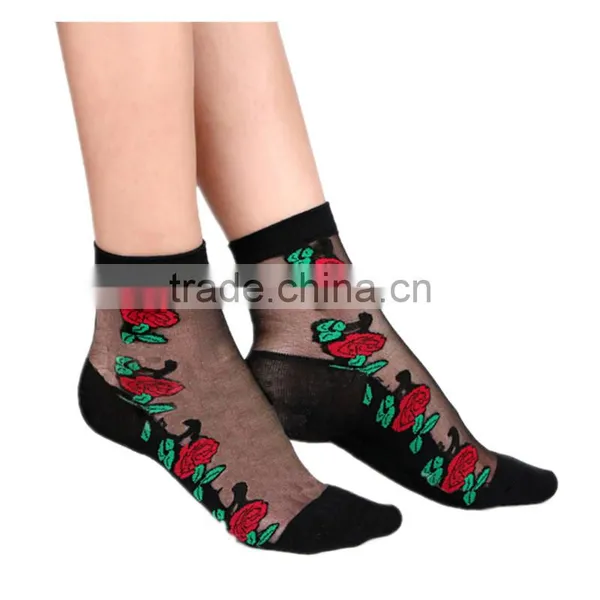 Hot Sales Colorful Ultrathin Transparent Beautiful Crystal Elastic Calcetines Short Women Socks Summer Sock Womens photo-3