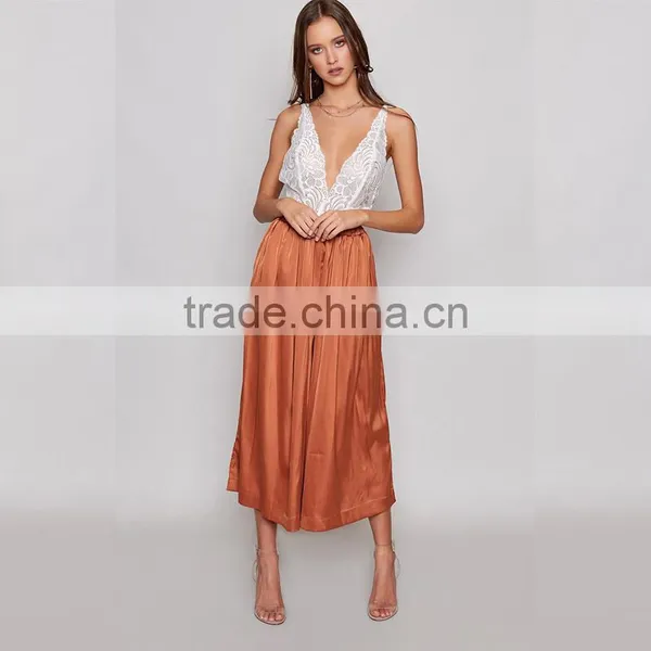 Newest Spring Summer Satin Wide Leg Floaty Pants for Women photo-5