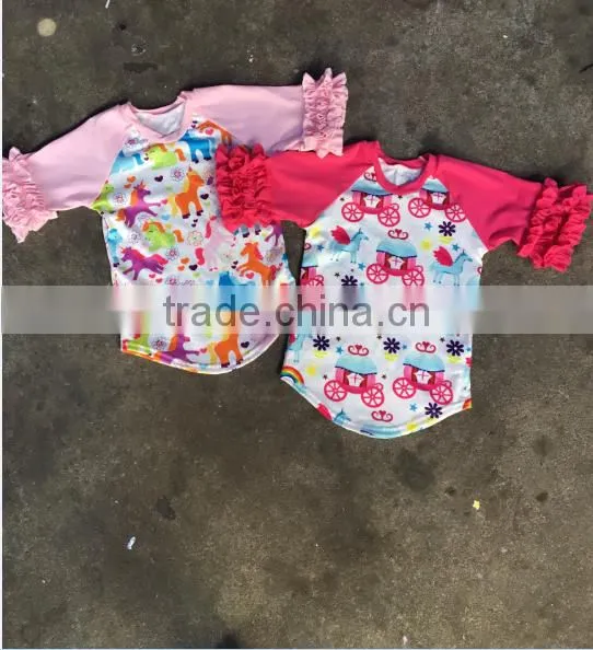 One-piece Baby Reglan t Shirt Wholesale Bulk Clothing Cotton/spandx Mixed Ruffle Clothes Kids Shirt photo-5