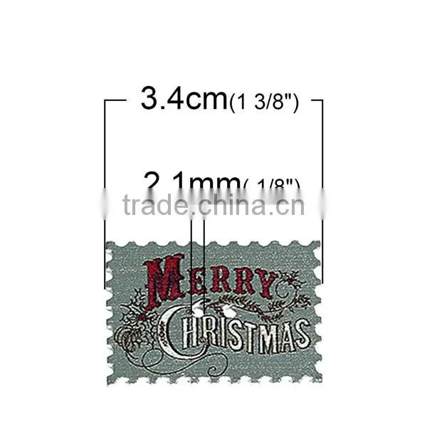 Wholesale Scrapbooking 2 Holes Postage Stamp At Random Christmas Pattern Wood Sewing Buttons photo-2