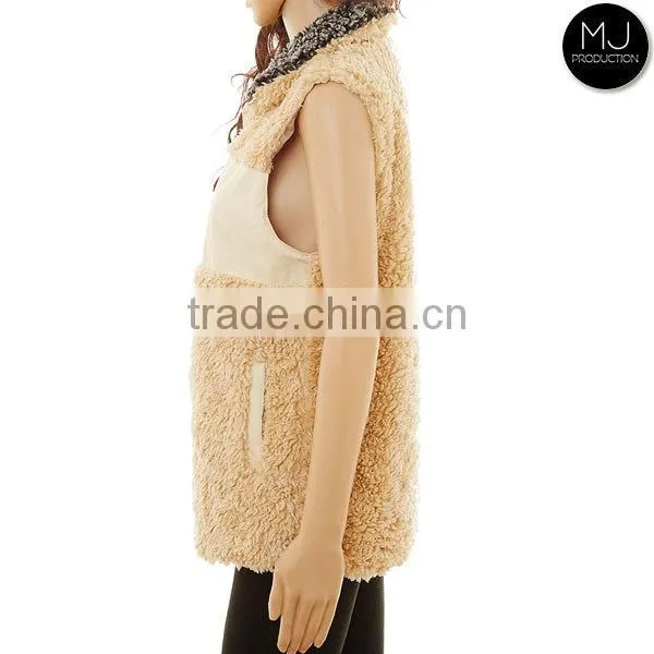 Wholesale Frosted Tip Heathered Zip Sherpa Woman Vest photo-2