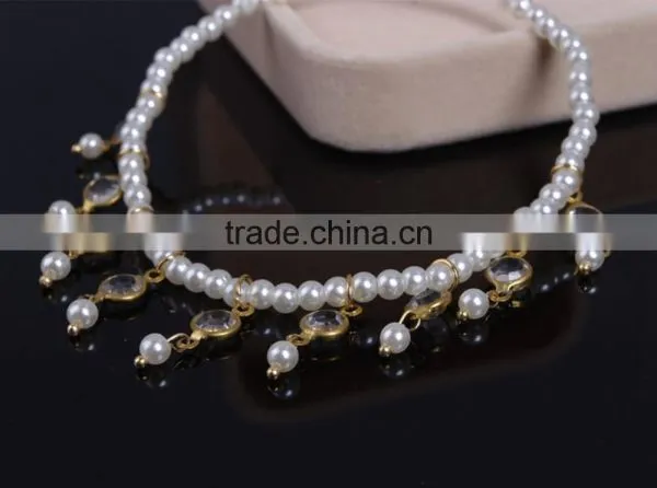 Vintage Pearl Crystal Beach Barefoot Sandals Anklet Bracelet Chain photo-4