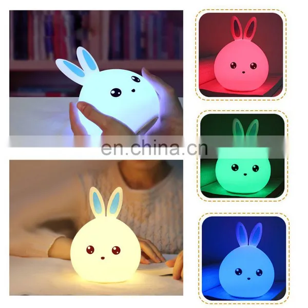 Hot Selling Lovely Rabbit Silicone Night Lamp USB Rechargeable Colorful Led Light photo-6