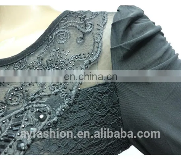 In Stock Item Lace Decoration 100% Polyester T-shirt Woman Shirt photo-5