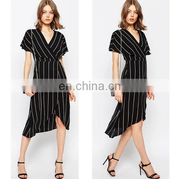 Classical Black Stripe Women Dresses Fromal Dress Latest Women Clothing