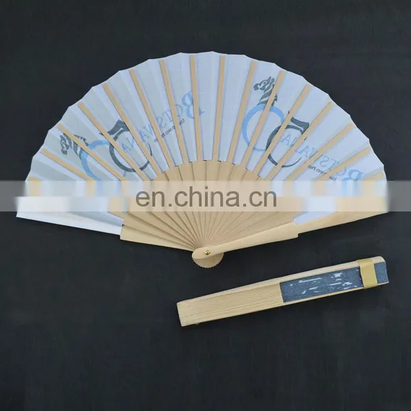 Hand Held Fabric Custom Advertising Folding Wooden Fan photo-5