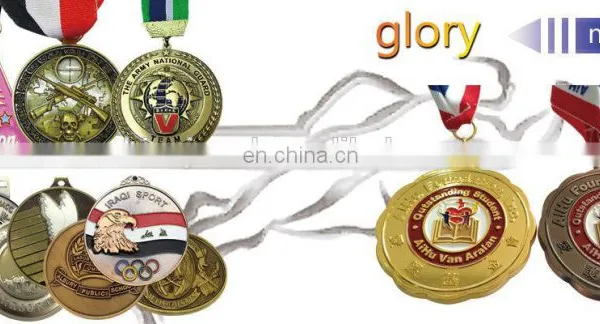 Customized Blank Brass Finish Metal Sport Medal With Ribbon photo-2