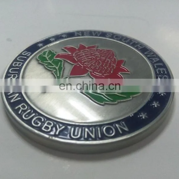 Personalized Design and Logo Zinc Alloy Casting Coin Antique Silver Commemorative Double-side Coin With Flower and Ear of Wheat photo-3