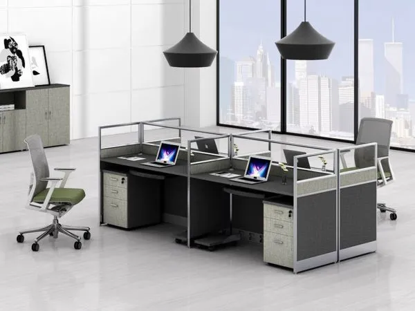 Contemporary Office Partition Cubicles 4 Person Office Partition Workstation