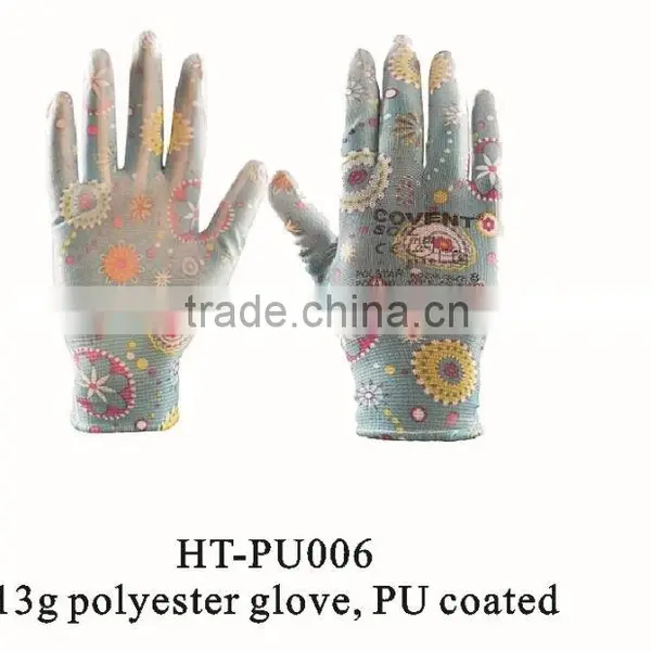 White Working Glove Finger Protective Gloves With PU Coated/ Nylon Glove With PU Coated photo-4