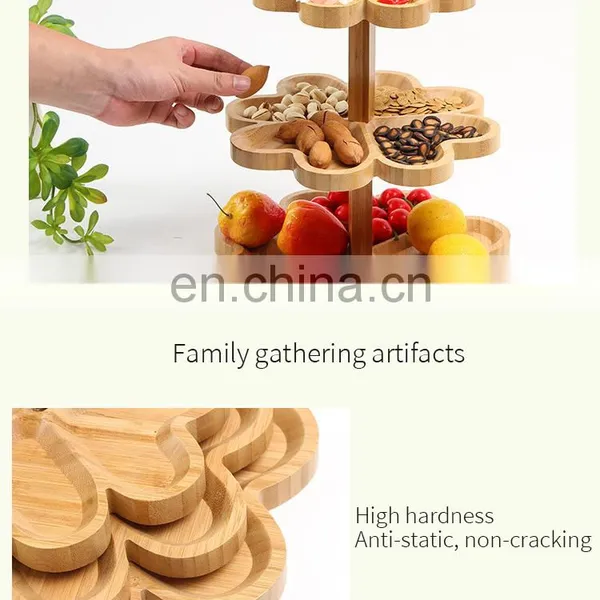 Large Capacity Wedding Cupcake Holder Cake Stand Bamboo Serving Tray Fruit Candy Display Tower photo-3