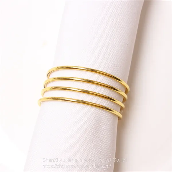 Wholesale Wedding Shiny Gold Spiral D Shaped Napkin Ring photo-4