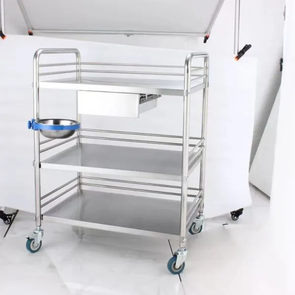 Stainless Steel Handcart, Hospital Trolley Equipment Cart, Dental Small Cart, Operating Room Instrument Storage Tool Cart Medical Trolley