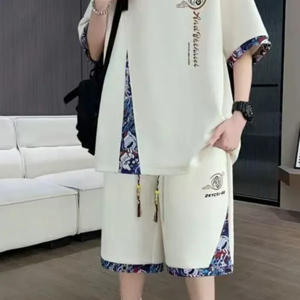 Casual Summer Clothing , Chinese Style Clothing ,Unisex Casual Sports Suit,Chinese Style Short Sleeved T-shirt