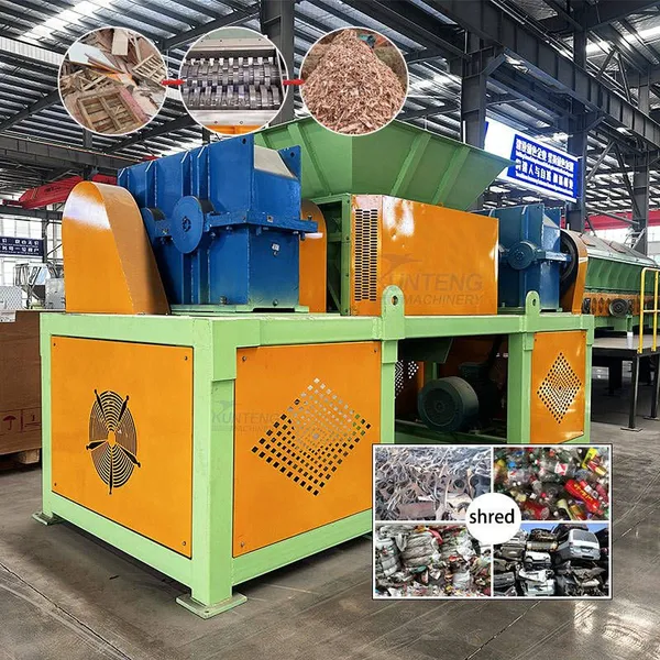 Machine de déchiquetage de copeaux de caoutchouc, de métal ferreux, de paille de bois et de coque de noix de coco à double axe et à grande capacité EPC