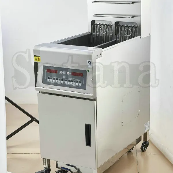 Double-cylinder Computerized Vertical Electric Frying Machine With Oil Filtering Cart