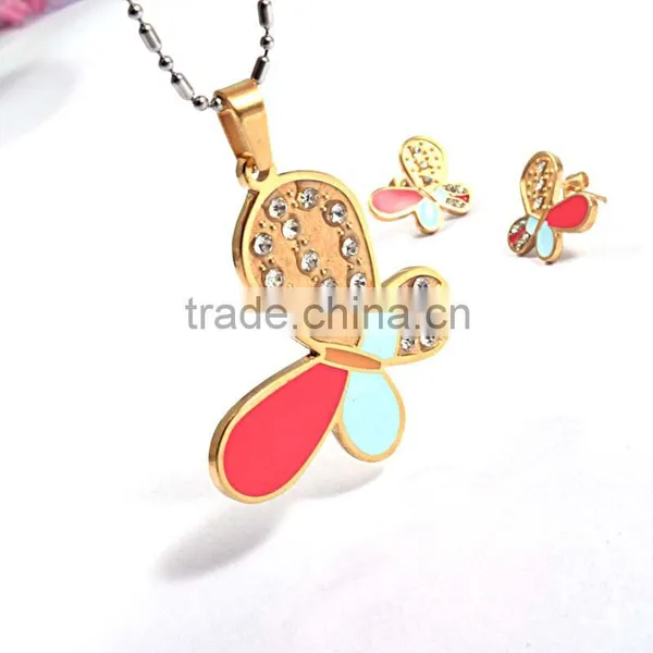 Women Jewelry Stainless Steel Jewelry Colorful Butterfly Jewelry Set photo-3