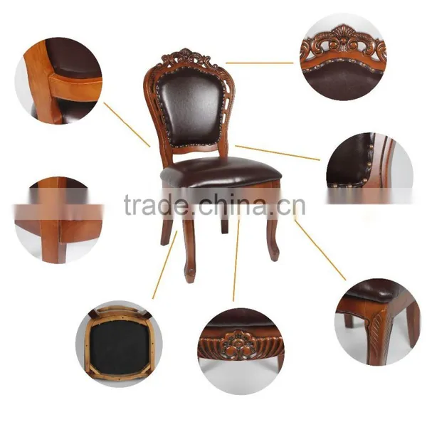High Back European French Solid Chinese Back Antique Wooden Carving Dining Chair for Restaurant Used Dining Chair photo-5
