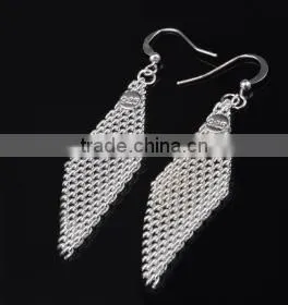 Silver Plated Piercing Rhinestone Prismatic Earring With Hook photo-4