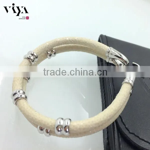 2016 Latest FashionJewelry Black Stingray Leather Cord,Genuine Stingray Bracelet With Stainless Steel Jewelry photo-6