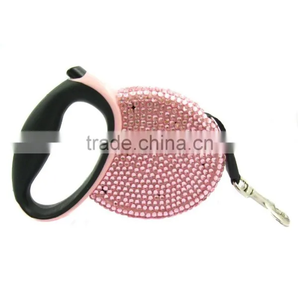 Bling Rhinestone Studded Retractable Dog Pet Leashes Extending Leads Pink/Blue photo-5