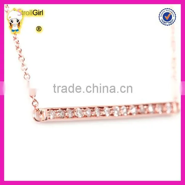 Classic Factory Directly Sell Full cz Bar Necklace Fashion Rose Gold Plating Horizontal Bar Necklace photo-2
