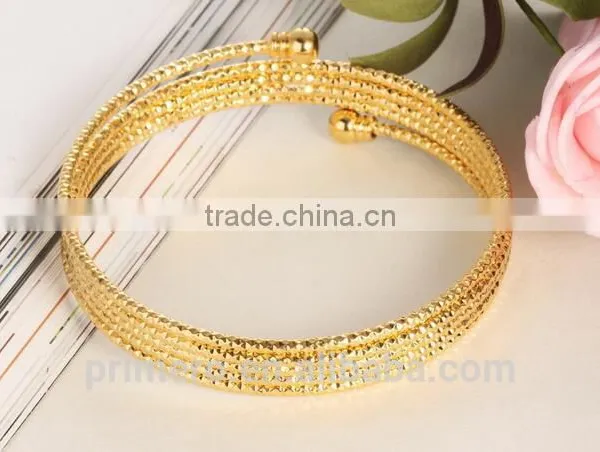India Spiral Spring Multilayer 18k Gold Plated Bracelet Bangle Wedding Jewelry photo-6