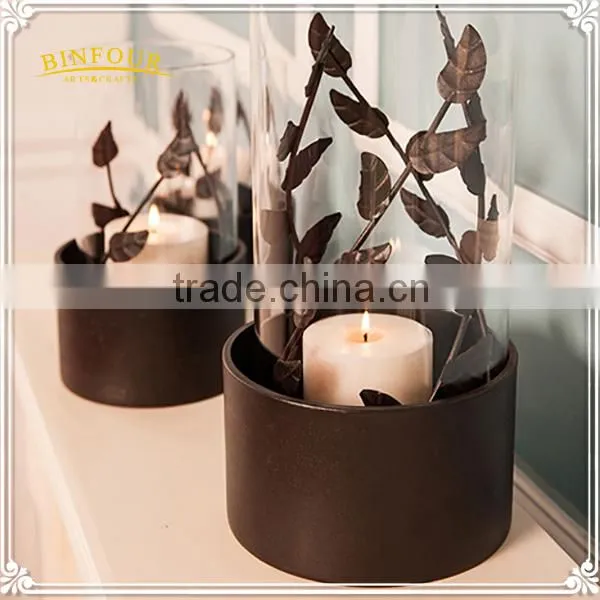 Vintage Round Iron Glass Candle Holder for Indoor Table Decoration photo-3