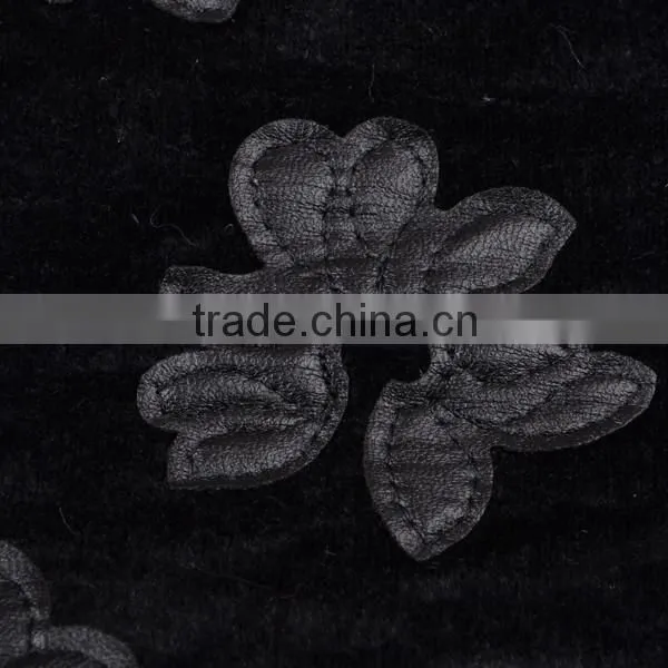Lint Bottom pu Leather Laser Cutting Flower Embroidery Fancy Dress Fabric photo-2