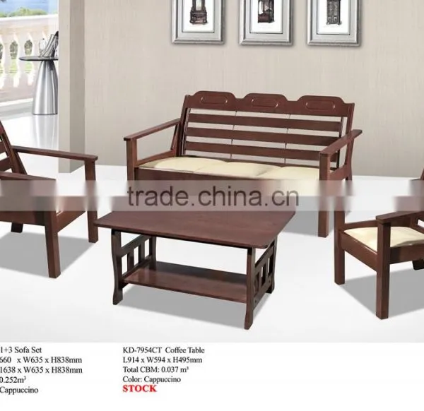 Wooden Sofa Set 1+1+3 & Coffee Table