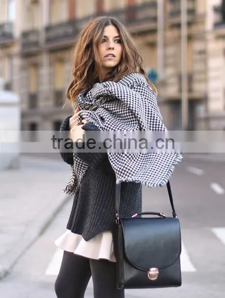 Plaid Scarf, Checked Crochet Women Scarf , Women Winter Accessories,Oversize Scarf, Women Tartan Scarf photo-3