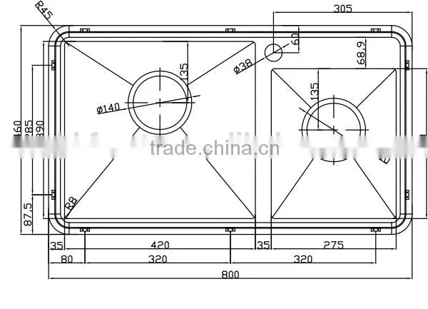 2016 New Design Double Bowl Steel Handmade Sink photo-2