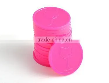 Embossed Plastic Token Coins in Stock - Neon Pink - Wine