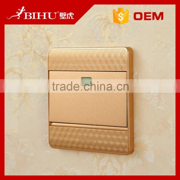 New Design High Quality Golden PC 1gang 1 Way Led Light Wall Switch for Sale photo-4