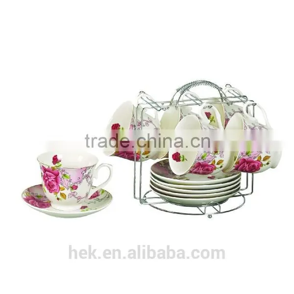 Ceramic Tea Set With Metal Rack , 13pcs Tea/cofee Set photo-6