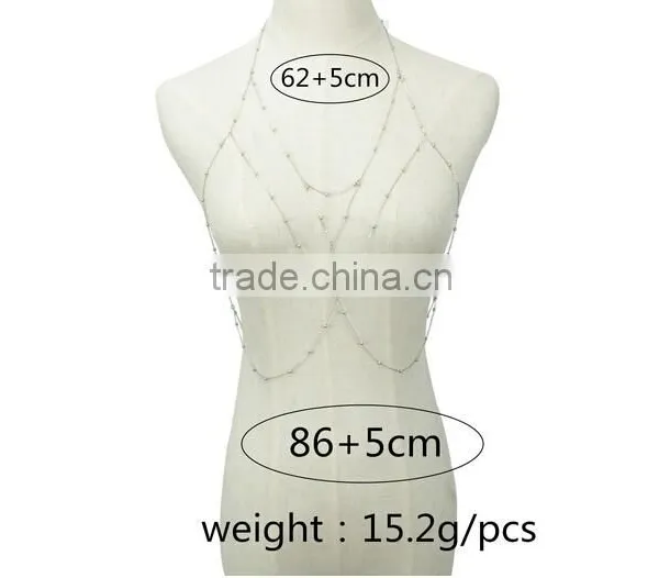 Gold Plated Women Punk Bells Body Single Shoulder Chain Link Slave Necklace photo-4